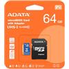 ADATA Premier 64 GB, MicroSDHC, classe 10 UHS-I - Memoria flash 85 MB/s (nero, blu)