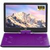 ieGeek Lettore DVD Portatile da 16 Pollici con Schermo Girevole da 14,1, Ingresso HDMI, Batteria Ricaricabile 6 Ore, Senza Regione, Riproduzione USB/SD per Anziani, Bambini e Viaggi