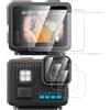 GIOPUEY Vetro Temperato Compatibile con GoPro Lit Hero, 2 Pezzi Pellicola Prottetiva e 2 Pezzi Pellicola Fotocamera, HD, Resistente ai Graffi, Senza Bolle (Transparent)