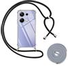 SITAFU Custodia Cordino Cover Compatibile per Xiaomi Redmi Note 13 Pro 4G,Collana Cordoncino Collo Cordini Cordino Tracolla Catena Silicone Protettiva Trasparente Custodia(Cordino*2 Nero/Grigio)