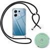 SITAFU Custodia Cordino Cover Compatibile per Xiaomi Redmi Note 13 4G,Collana Cordoncino Collo Cordini Cordino Tracolla Catena Silicone Protettiva Trasparente Custodia(Cordino*2 Nero/Verde)