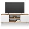 Mobili Fiver, Mobile Porta Tv Rachele, Rovere Rustico e Bianco Frassino, 150 cmx42 cmx48 cm, Mobile Tv moderno per tv fino a 65'', Made in Italy