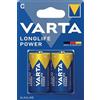 VARTA Batteria Longlife Power Baby, C, LR14, 1,5 V, 7800 mAh (2 pezzi), riceverete 1 confezione da 2 pezzi