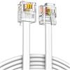 Ancable Cavo telefonico ADSL RJ11,Presa telefonica 6P4C ad alta velocità Internet ad alta velocità, maschio a maschio, router e modem a RJ11, cavo piatto per telefono fisso Modem, bianco 5 m