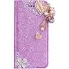 BLOTECH Custodia per Samsung Galaxy A25 5G Cover Portafoglio Glitter Magnetica Adsorbimento Automatico Premium Viola PU Pelle Custodia Cover Glitter Bling Brillantini Disegni Flip Cover in Pelle Case