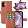 Fertuo Cover per iPhone 16, Custodia Portafoglio Cover a Libro in Pelle Flip Case con Silicone Bumper, Fibbia Magnetica, Porta Carte, Kickstand, per iPhone 16, Marrone