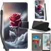 Haninsuze Cover per Motorola Moto G24/G04/G04S, Rose | Pelle PU Portafoglio, Porta Carte, Magnetica, Libro, Antiurto Custodia