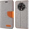 Shantime Custodia Portafoglio Flip in Tessuto Oxford Compatibile con Ulefone Armor X16, Cover Protettiva Magnetica con Slot Carte e Supporto(Grigio)