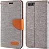 Shantime Custodia in pelle intrecciata per Honor View 10 - Grigio | 5.99 Custodia flip portafoglio in tessuto Oxford con guscio interno in TPU, supporto integrato e portacarte