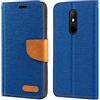 Shantime Custodia Flip in Tessuto Oxford e Pelle PU Compatibile con Wiko Wim Lite, Cover Protettiva con Chiusura Magnetica e Tasche per Carte