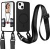 xinyunew Cover Compatibile con iPhone 13 Mini(5.4),Cover Magnetica[Compatibile con Magnetica],Bumper con Laccio,Regolabile Lanyard TPU Corda Silicone Case-Nero