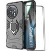 ESTH® Custodia per OnePlus 11 con 2 Pezzi Pellicola Protettiva, 360° Rotante Staffa [Compatibile con Supporto Magnetico per Auto], Cover Paraurti PC+TPU, Nero