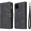 CLLDY Custodia a Portafoglio con Cerniera Flip per iPhone 14 13 12 Mini 11 PRO Max Pelle Magnetica XS XR X 6 6s 7 8 Plus SE 2020 2022 Cover per Carta,Nero,per iPhone SE3 2022