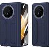 HUOLUNGJIN Protezione per cerniera compatibile con Honor Magic V5 Custodia con supporto e cinturino da polso, pellicola protettiva integrata + protezione per cerniera - Cover sottile antiurto (blu)