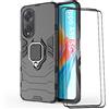 ESTH® Custodia per Oppo A98 5G con 2 Pezzi Pellicola Protettiva, 360° Rotante Staffa [Compatibile con Supporto Magnetico per Auto], Cover Paraurti PC+TPU, Nero
