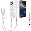 MBSLFY Cover per iPhone 16 Pro Max con Cordino, MagSafe Trasparente Custodia con Laccio Tracolla Cellulare Girocollo Collana Protettiva per iPhone 16 Pro Max, Bianco
