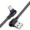 YSJJZRL Cavo micro USB Doppio LED intrecciato ad angolo retto 2.4A Cavo di ricarica rapida compatibile con dispositivi micro USB (2M,Nero)