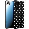 CUSTOMIZZA - Custodia cover nera morbida in tpu compatibile per Samsung A72 cuori pois bianchi donna pin up vintage