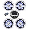 PIMAR marine equipment PIMAR Kit stereo con casse bianche led 150 WATT + telecomando presa usb radio bluetooth accessori barca gommone nautica (KIT STEREO CON 4 CASSE)