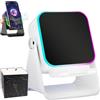 Knubbuf 5-in-1 Induction Speaker for Mobile Phone, Wireless Bluetooth Speaker with Adjustable Stand, 8-Mode RGB Light & 5000mAh Power Bank, Stereo Sound Audio Dock for iPhone, Android & Tablets (White)