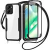 FERLAN Cover per Realme C30/C33/Realme C30S con Cordino, 360 Gradi Antiurto Custodia con Protezione Schermo Integrata Trasparente Rugged TPU Bumper Doppia Protettiva Cover per Realme C30/C33/ C30S -Nero