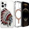 Mixroom - Cover Custodia per Apple iPhone 12 PRO con Cerchio Magnetico Compatibile con l'Alimentatore MagSafe Disegno Teschio Indiano con Piume 438
