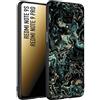 CUSTOMIZZA - Custodia cover nera morbida in tpu compatibile per Xiaomi Redmi Note 9S - Note 9 PRO effetto marmo marble verde green venature dorato pietra