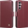 XINNI Cover per Samsung Galaxy A26 Custodia, Semplice Cellulare Libro Antiurto Flip Pelle PU/TPU Magnetica Case, VinoRosso