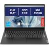 Lenovo, Notebook Pc Portatile, Display 15,6 Full HD, Intel i3-1315U 6 Core 3.3 Ghz, Ram 8 GB DDR4, 512 GB SSD NVMe, Win 11 Pro