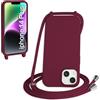 WenBaby Cover Compatible con iPhone 14 Plus,Cellulare Girocollo Custodia con Cordino TPU Corda Silicone Case Bumper per iPhone 14 Plus Custodia, Rosso