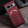 FIFTHAVE Custodia per Google Pixel 6 in pelle PU, compatibile con MagSafe, custodia in pelle vegana, classica, in TPU, silicone, antiurto, per Google 6 da 6,4, colore: rosso