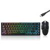Guiheng Tastiera da gioco cablata al 60% e mouse, ultra-compatta a 61 tasti RGB retroilluminata, leggera ottica 3200 DPI, set da gioco cablato per Windows, PC, Mac, PS5, Xbox Gamer, (nero)