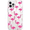 Mixroom - Cover Custodia in Silicone TPU Trasparente per iPhone 16 Pro Fantasia Fenicotteri Rosa 461