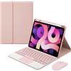 ZKAIAI Custodia con Tastiera Touchpad per iPad Air 3 2019, iPad Pro 10.5 2017, QWERTY Tastiera Magnetica Staccabile Bluetooth con Supporto per Pencil, Custodia Protettiva con Mouse Wireless, Rosa