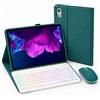 HLTOOP Custodia con Tastiera per Lenovo Tab P11 (TB-J606) / P11 Plus 11 2021(TB-J616F/TB-J607), Tastiera Retroilluminata A 7 Colori Con Mouse, Cover Posteriore in Morbido TPU,Deep green1