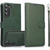 Beajew Custodia Flip per Samsung Galaxy S23, Custodia a Portafoglio Staccabile in Vera Pelle con[Porta Carte][Blocco RFID] Custodia Rimovibile Magnetica 2 in 1,Funzione Supporto -Verde