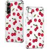 Nuxiady Cover per Samsung Galaxy A26 5G Sottile silicone TPU Trasparente Antiurto Case Fiore Disegni Antigraffio Bumper Cover per Galaxy A26, Ciliegia