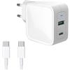 EU-SOURCING Dual Port USB C 65W PD Caricatore rapido per Huawei MateBook 13, MateBook D14, D 14, Matebook X Pro, MATEBOOK NBDE-WDH9, VLT-W60, VLT-W50, NBl-WAQ9R, NBLK-WAX9X, NBB-WAH9, NBB-WAE9P TYPE C Power Power