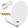 HB-Digital HB Digital - Impianto satellitare, piastra a specchio in acciaio, full HD, ricezione 4 utenze con sistema DVB-S/S2, 60 cm + spina in dotazione