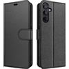 New&Teck Custodia per Samsung Galaxy A15 4G/5G Custodia a Portafoglio in Pelle Multifunzionale con Chiusura Magnetica Anti-Shock (Nero)