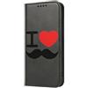 Mixroom - Custodia Cover Case a Libro per iPhone 13 Mini con Stand in Ecopelle Chiusura Magnetica Portafoglio Parte Interna in TPU Morbida Fantasia I Love Baffi T300