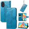 JIUNINE Cover per OPPO A38 4G / OPPO A18 4G, Custodia Interno TPU Antiurto Portafoglio con Disegni di Farfalla [Carta Fessura] [Supporto Stand] Cover Libro in PU Pelle per OPPO A38 4G, Blu