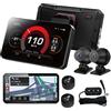 Generic Schermo Carplay per Moto con Navigatore GPS, Touch Screen LCD da 5,5'' Registratore di Guida per Moto WiFi/APP, Telecamere per Visione Notturna Anteriore e Posteriore con Motore HD 1080P, IPX67