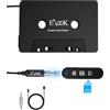 Elook Adattatore da cassetta a bluetooth per auto, kit ricevitore Bluetooth 5.1 per ricevitore Bluetooth con adattatore a nastro ausiliario da 3,5 mm, nero