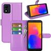 JIUNINE Cover per Alcatel 1B 2022 / Alcatel 5031G 1B, Custodia Libro in Pelle Sintetica Portafoglio Case Flip Antiurto [Slot per Schede] [Chiusura Magnetica] per Alcatel 1B 2022, Viola