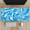 Treer Tappetino Mouse, Tappetino Mouse XXL/XL/L, Tappetino Mouse Gaming con Base Gomma Antiscivolo e Bordi Cuciti, Mouse Pad Stile Fluido Astratto, per Ufficio e Casa (900X300mm,bianco azzurro)