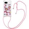 SNCLET Custodia con Cordino per Google Pixel 8a Bling Liquido Quicksand Unicorno Motivo Custodia con Collana Sottile Morbido TPU Coperture Custodia con Cordino per Google Pixel 8a,Unicorno Rosa