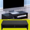 SOULONG Rialzo per monitor in legno, a 2 livelli, supporto per monitor da tavolo, per TV LCD, portatile, schermo del computer, scrivania da ufficio con ripiano portaoggetti W500 x D200 mm x H117 mm (nero)