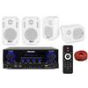 Prostore Italy KIT AUDIO FILODIFFUSIONE PER LOCALI CON BLUETOOTH,SLOT USB, TELECOMANDO CON CASSE BIANCHE O NERE (4 CASSE BIANCHE)