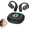 Generic Smart Sport Clip-On Bluetooth Earbuds with Digital Screen, YJ33 AI Translator Wireless Headphones, Ear Hook Style, Noise Cancelling Bone Conduction Open-Ear Earbuds (Black,Con display)